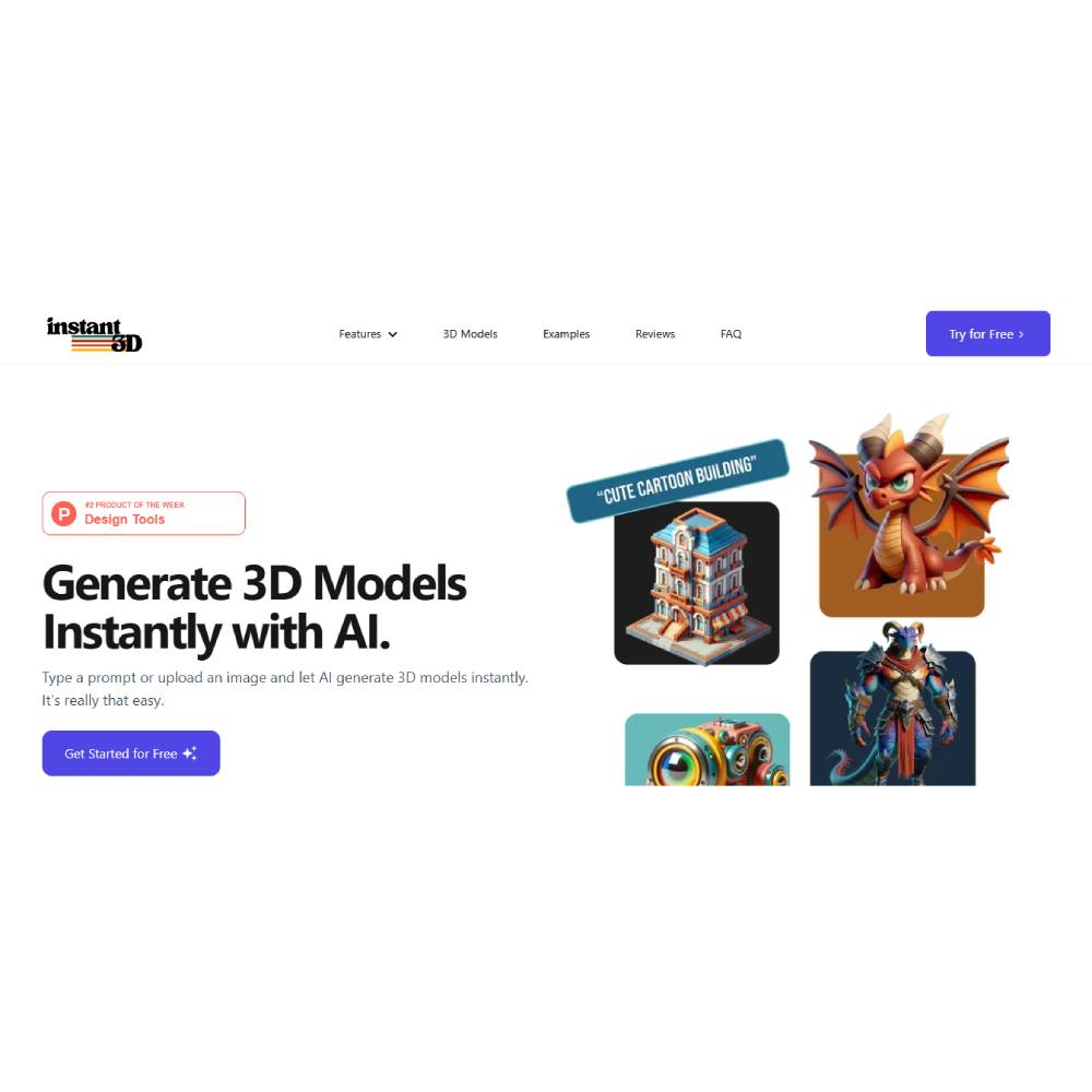 Instant3D.ai – AI-Driven 3D Model Generation for Design & Gaming