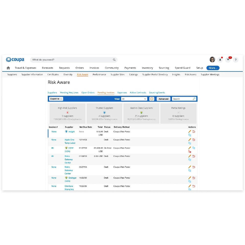 Coupa – AI-Powered Procurement & Vendor Management Platform