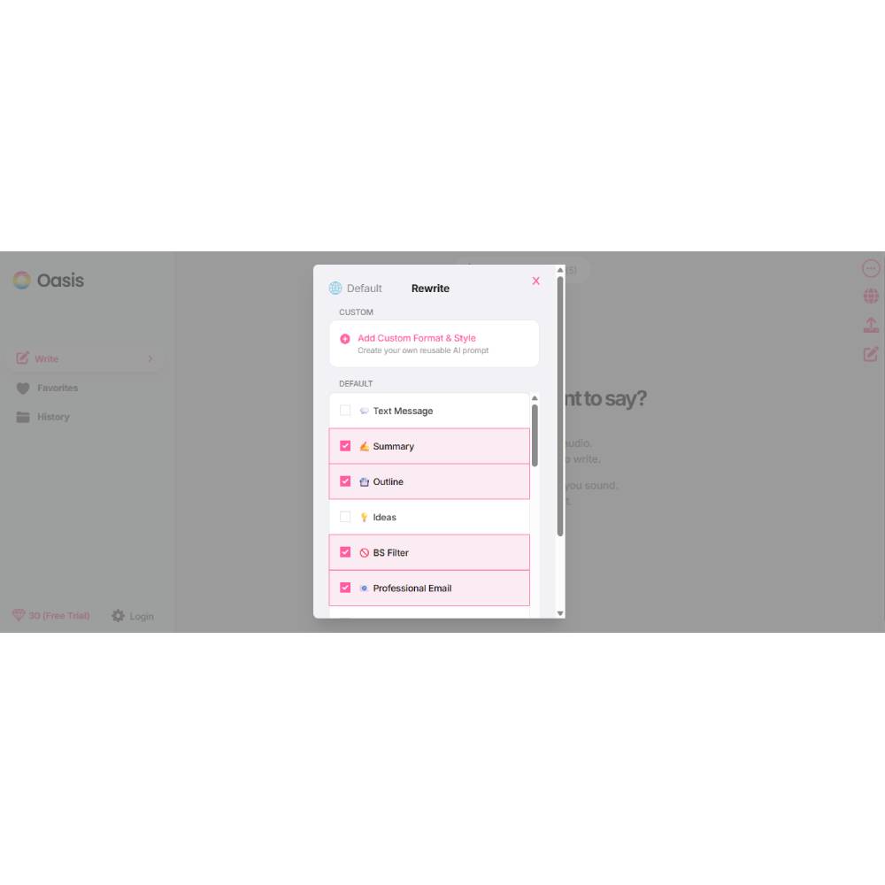 Oasis – AI Writing & Idea Generation Workspace for Creators