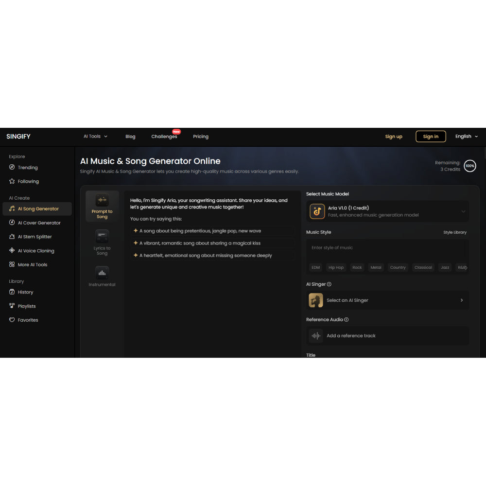 Singify AI – Transform Text into Music with AI-Powered Song Creation