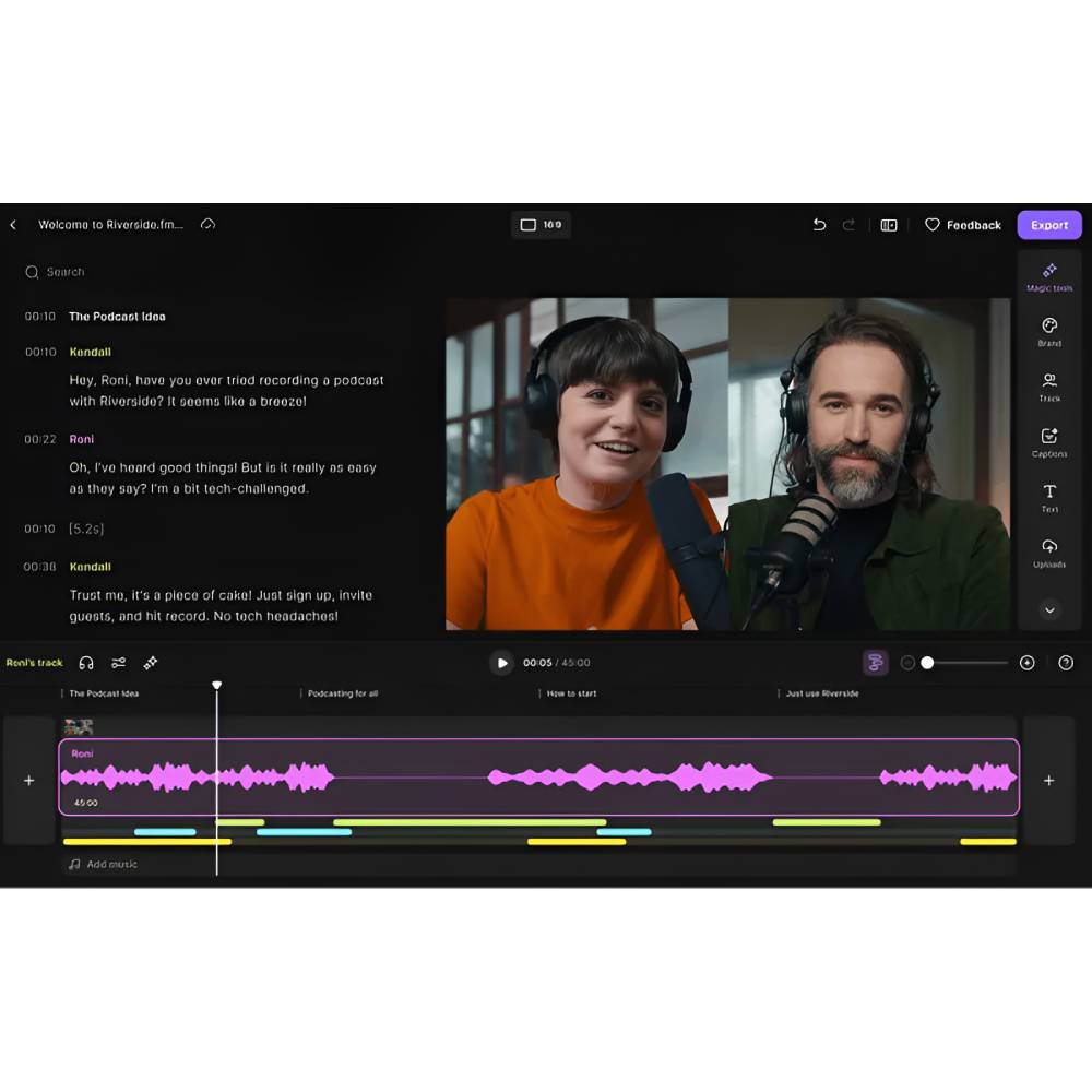 Riverside AI – High-Quality Podcast & Video Recording with AI Editing