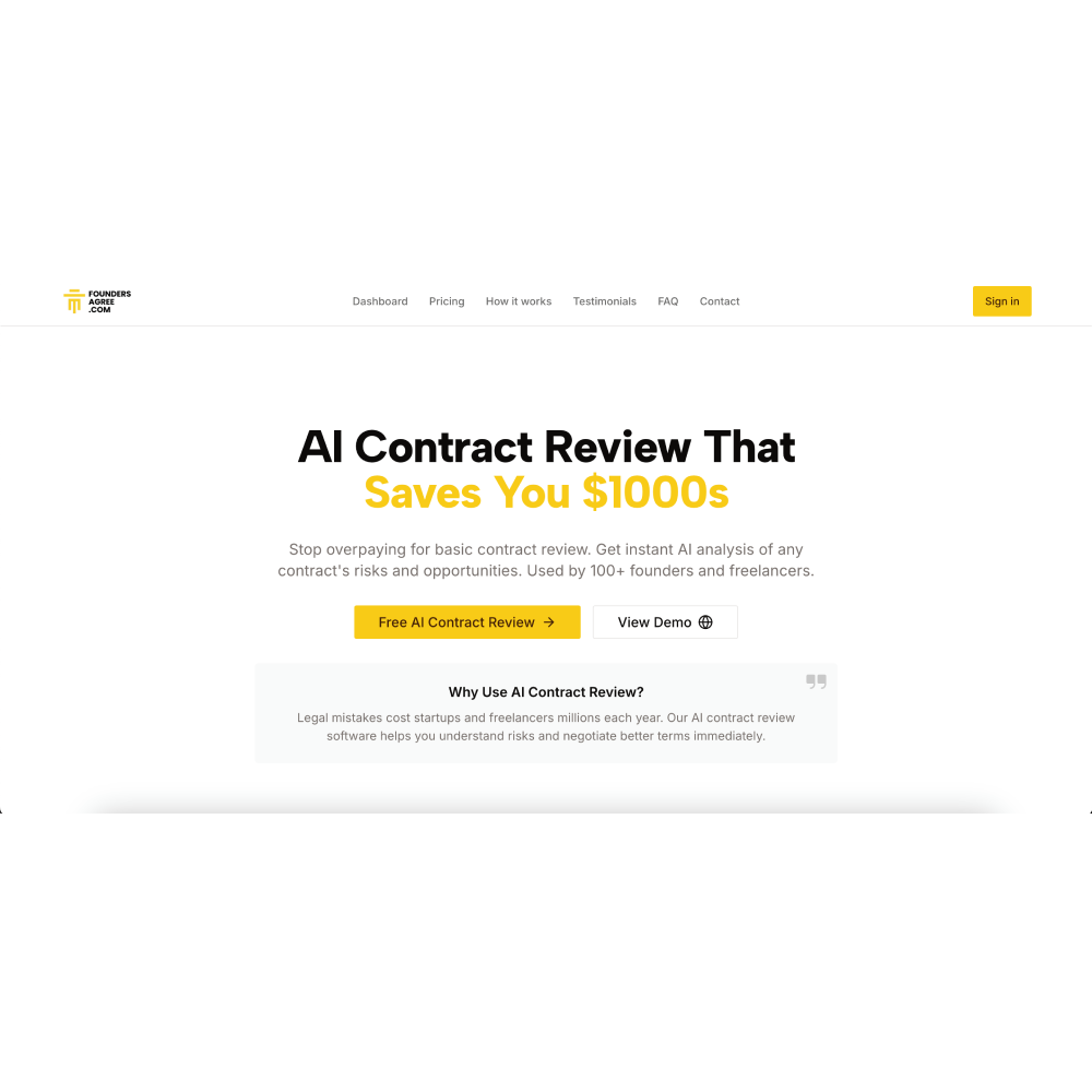 FoundersAgree – AI Contract Review & Risk Detection Tool