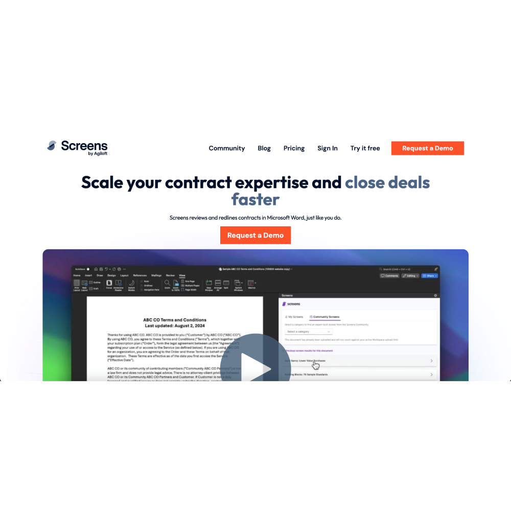 Screens AI – Smart Contract Review & Redlining Platform