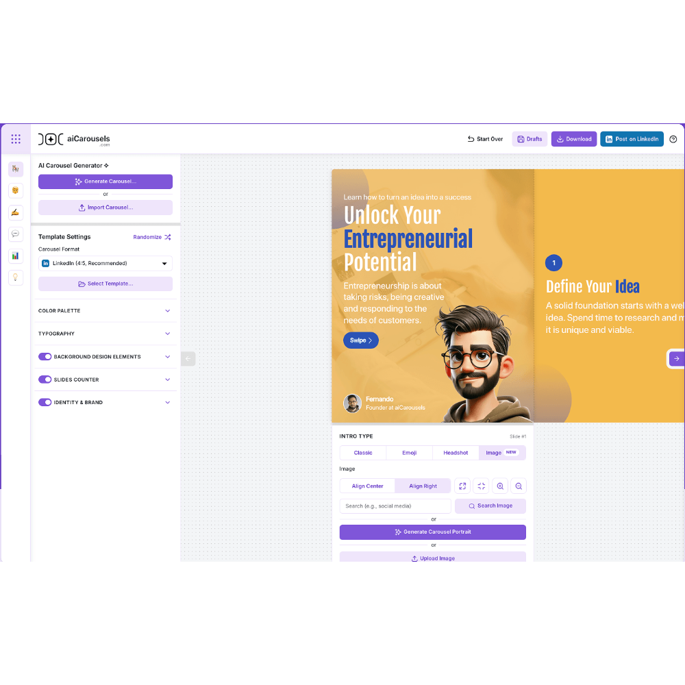 aiCarousels – AI-Powered Social Media Carousel Creator