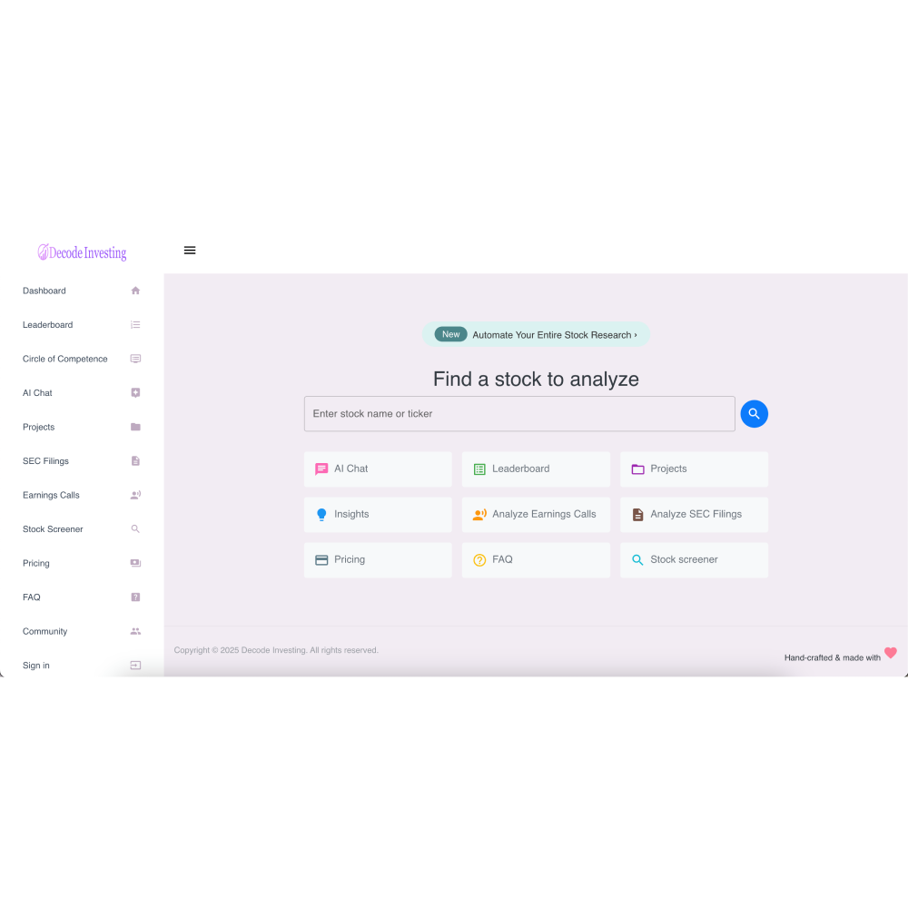 Decode Investing – AI-Powered Investment Research Platform