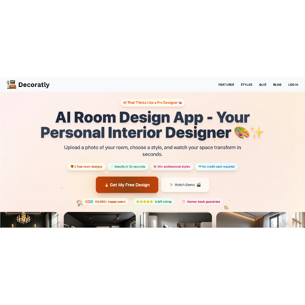 Decoratly – AI Interior Design Tool for Instant Room Transformations