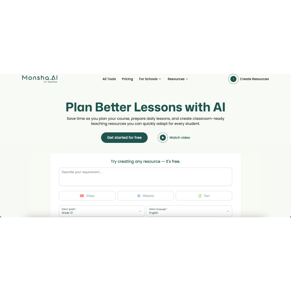 Monsha AI – Smart AI Educational Resource Generator