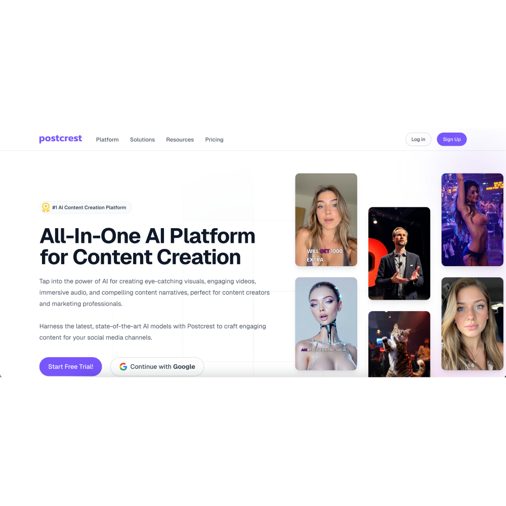 Postcrest – AI Content Creation Platform for Images, Videos & Voiceovers
