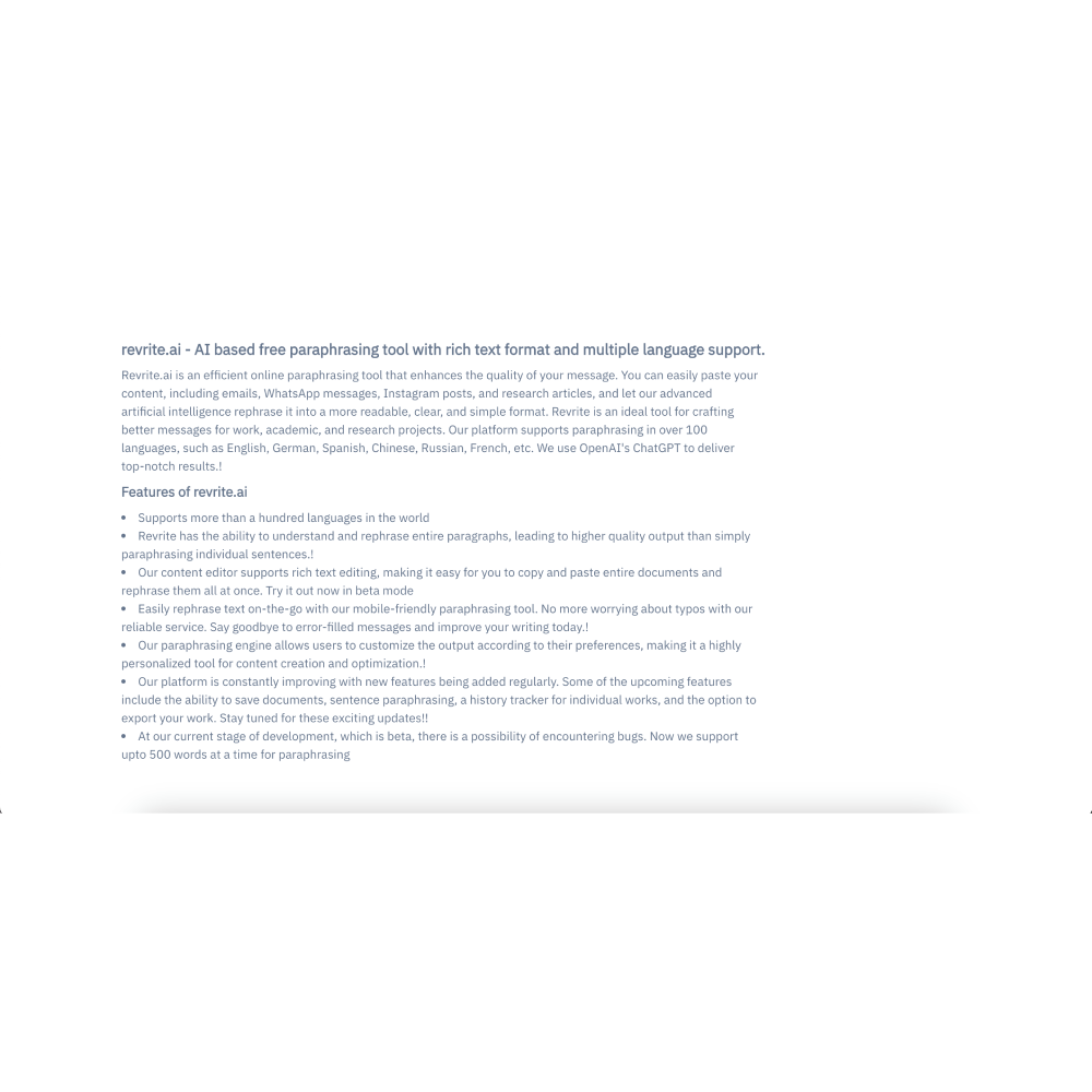 Revrite AI – AI Paraphrasing Tool for Effortless Rewriting