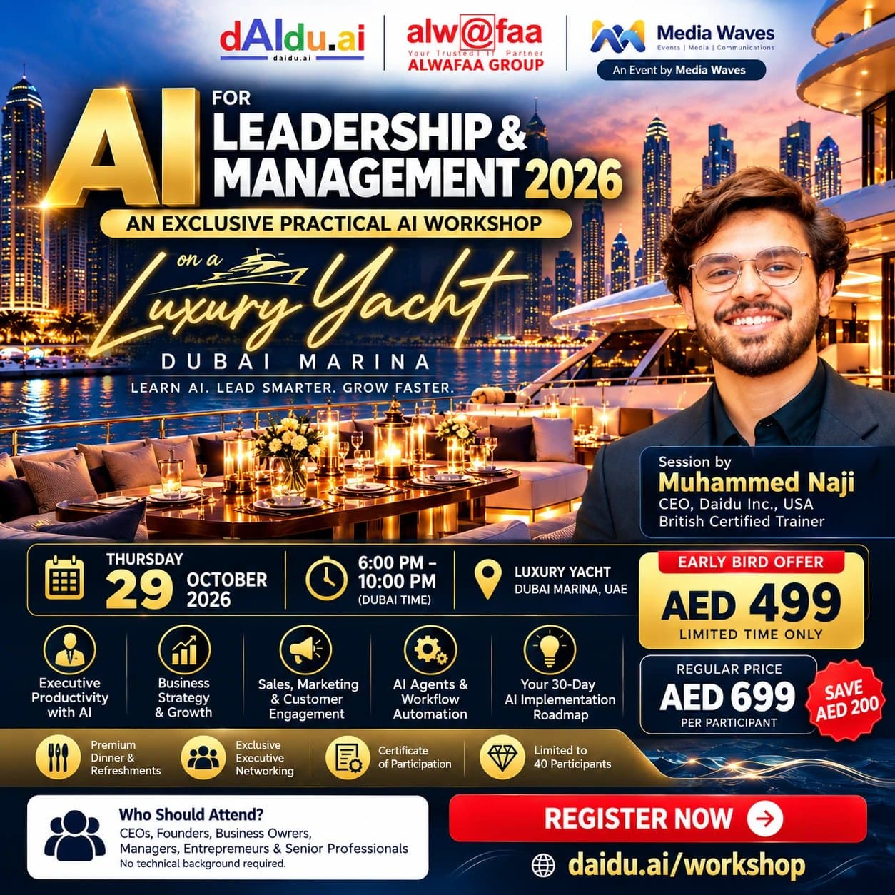 AI for Leadership & Management 2026 poster — Square (Instagram / WhatsApp)