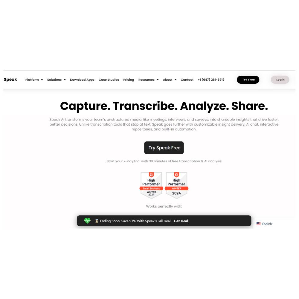 Speak AI – AI Media Transcription, Analysis & Insight Platform