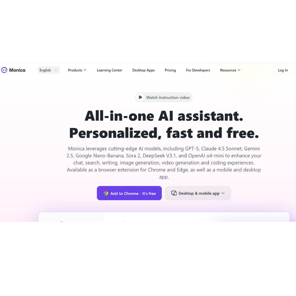 Monica – All-in-One AI Assistant for Writing, Research and Daily Productivity