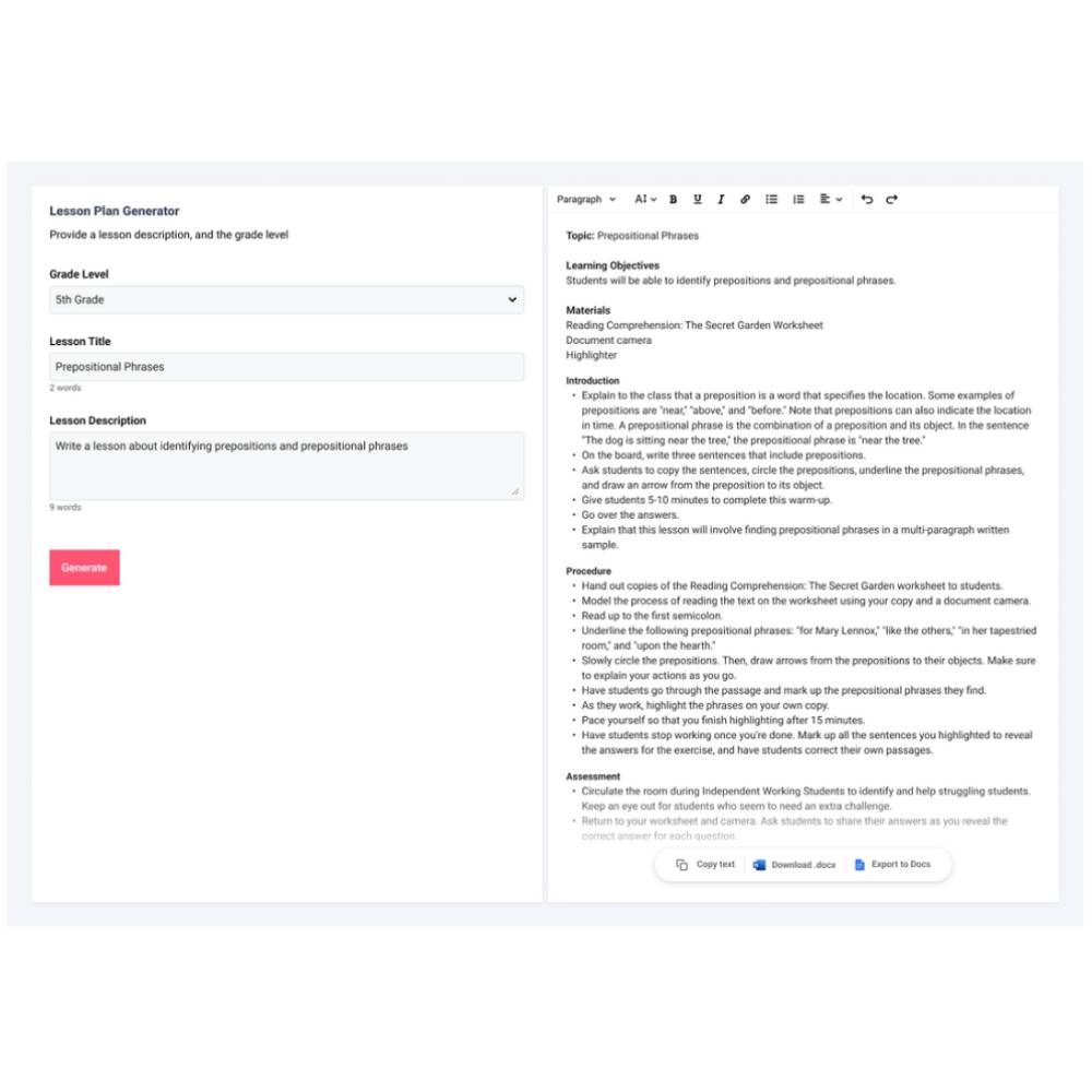 LessonPlans AI – AI-Powered Lesson Plan Generator