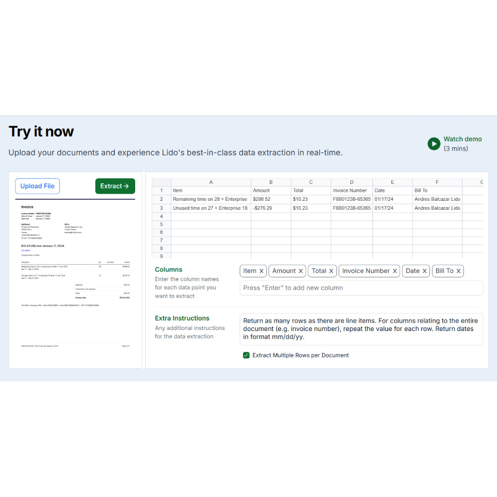 Lido – AI-Powered Document Data Extraction