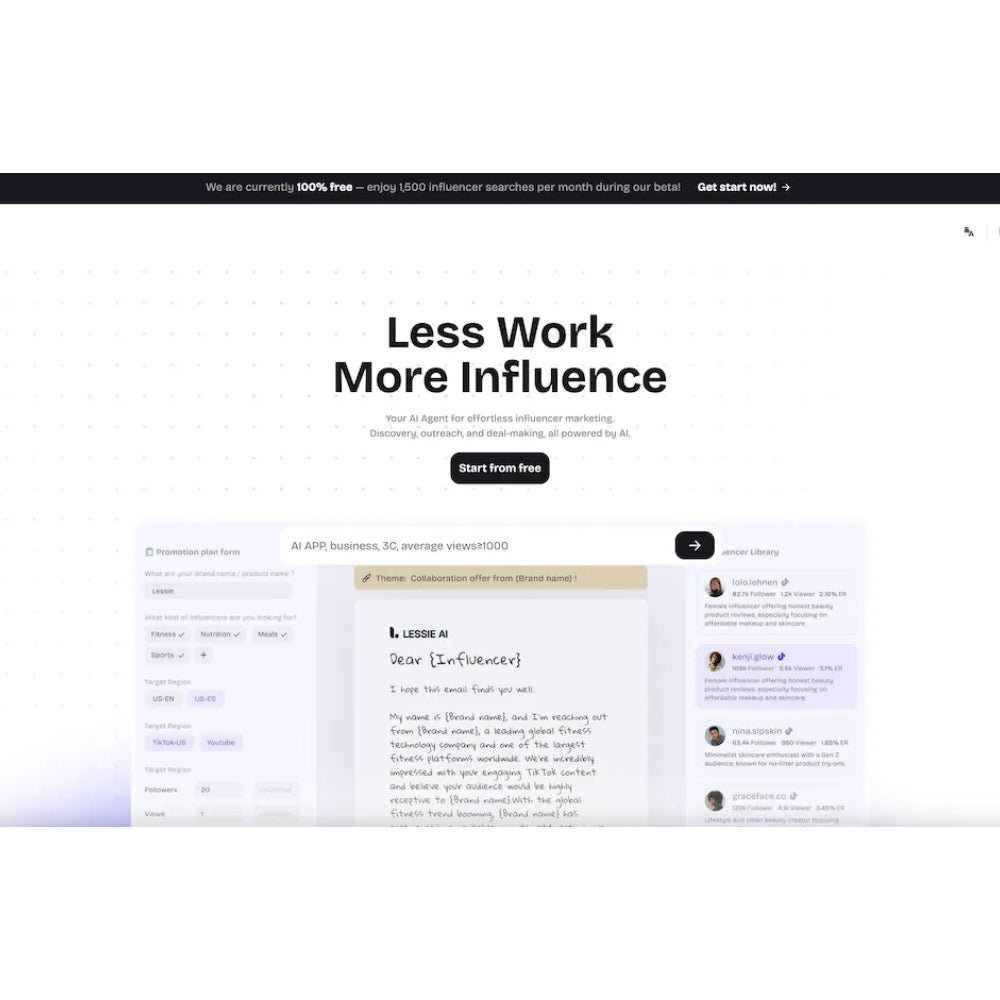 Lessie.ai – AI Influencer Marketing & Outreach Automation