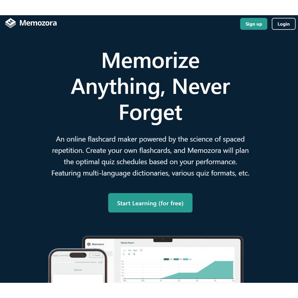 Memozora — Online Flashcard Maker for Effective Memorization