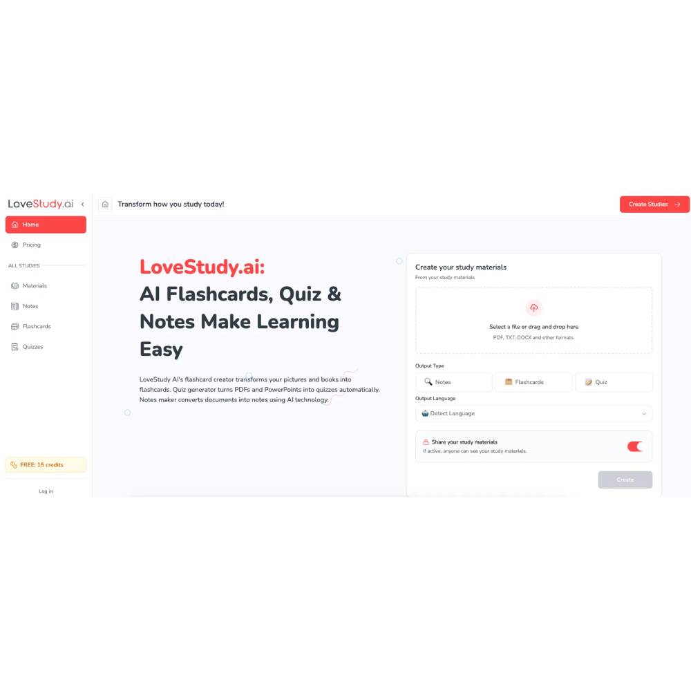 LoveStudy.ai — AI Flashcards Quizzes and Smart Study Notes