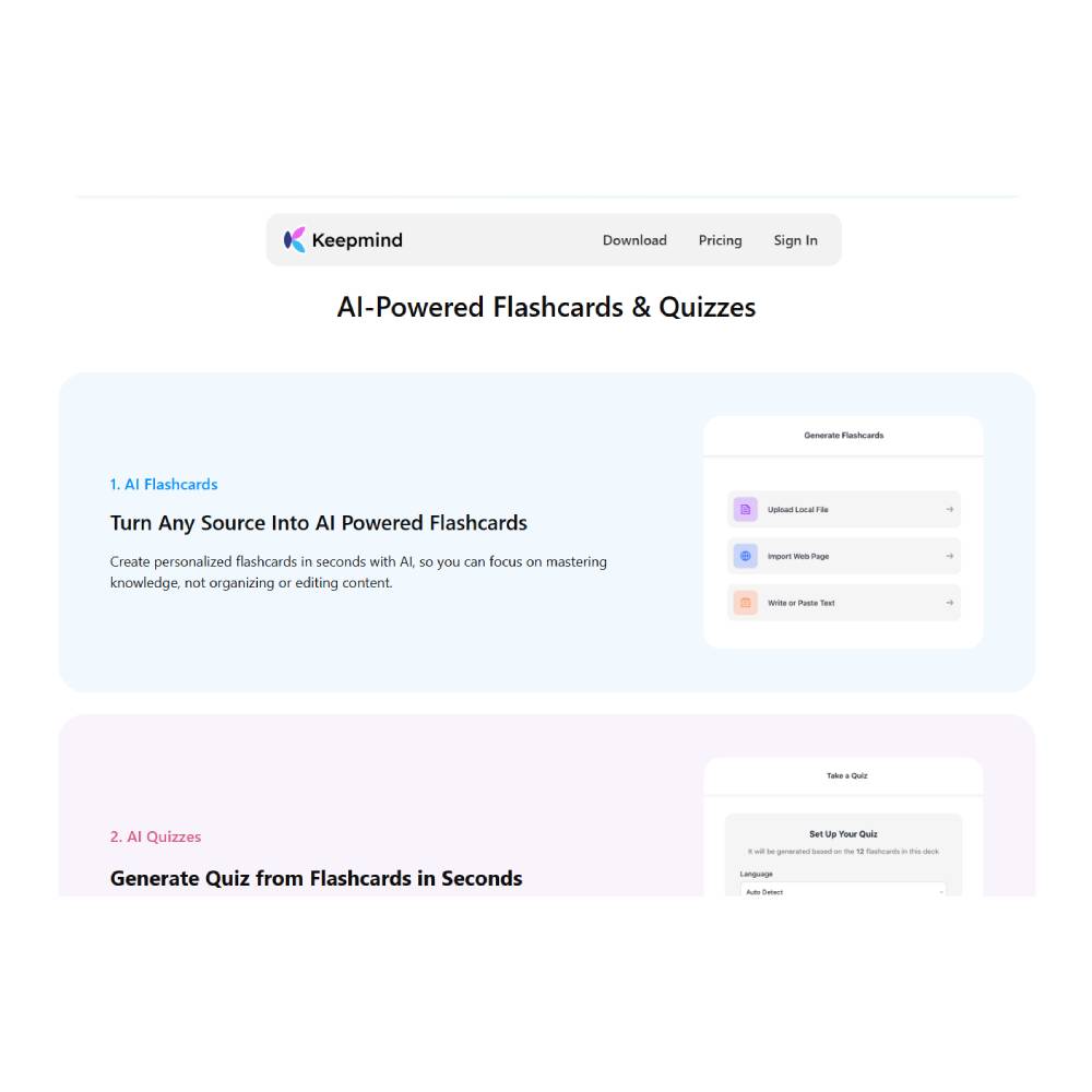 Keepmind — AI Flashcards, Mind Maps and Smart Quizzes