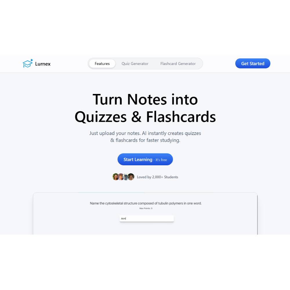 Lurnex AI — AI Flashcard and Quiz Generator for Students