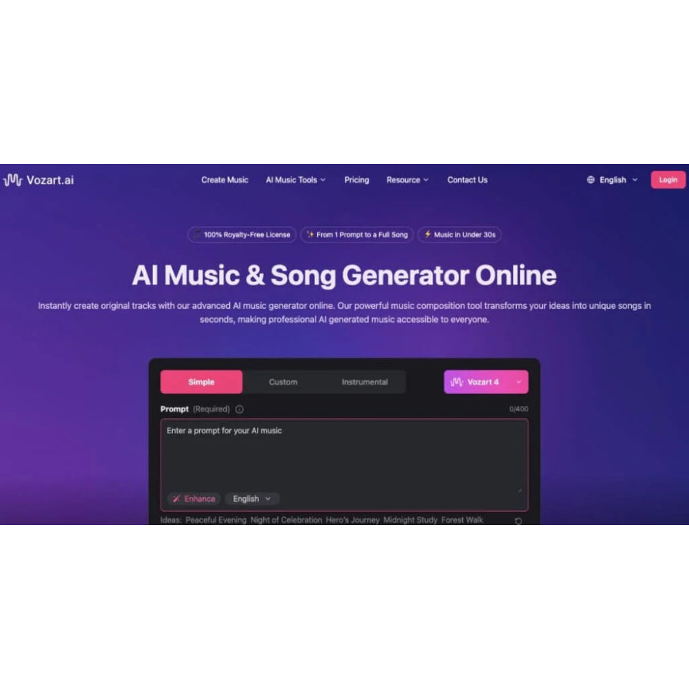 Vozart AI – AI Music & Lyrics Generator for Effortless Song Creation