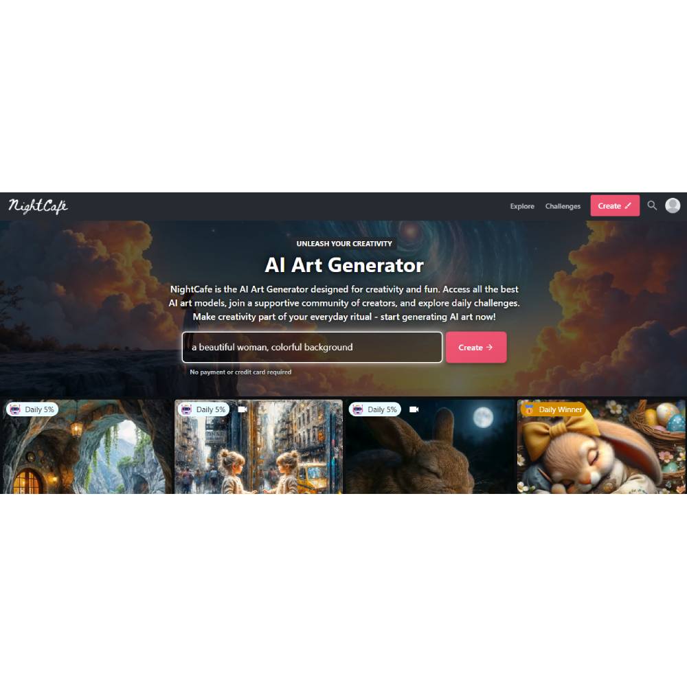 NightCafe – AI Art Generator with Community and Creative Tools