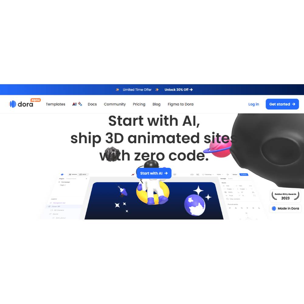 Dora AI – AI 3D Website Builder & Animation Designer