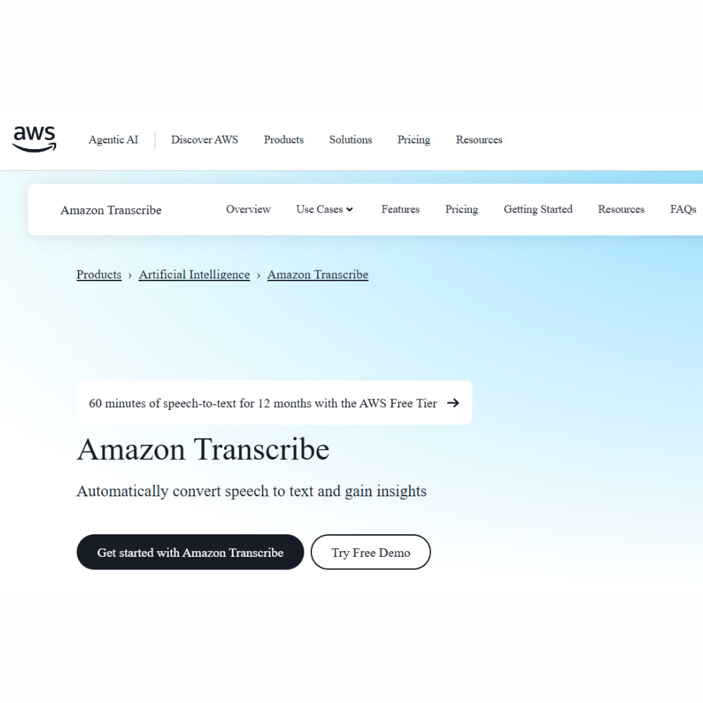 Amazon Transcribe – AI Speech-to-Text & Real-Time Transcription