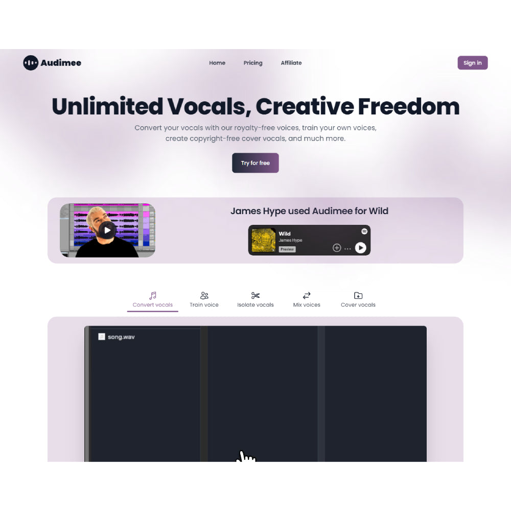 Audimee – AI Vocal Transformation & Harmony Creator