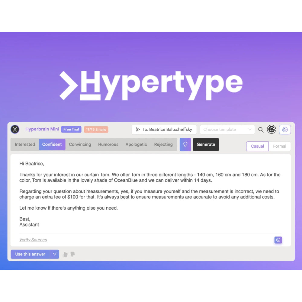 Hypertype – AI-Powered Email Assistant for Personalized Responses