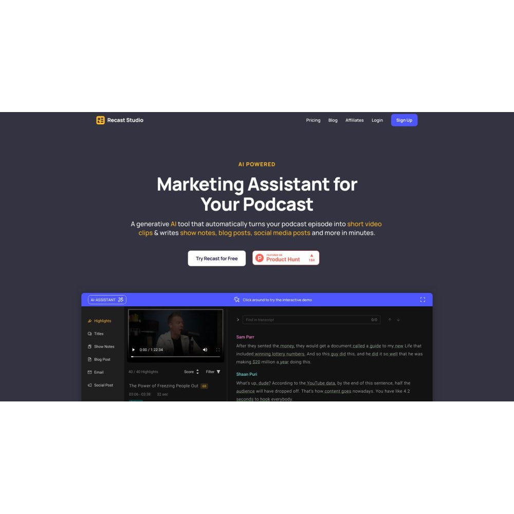 Recast Studio – AI Video Repurposing & Content Automation