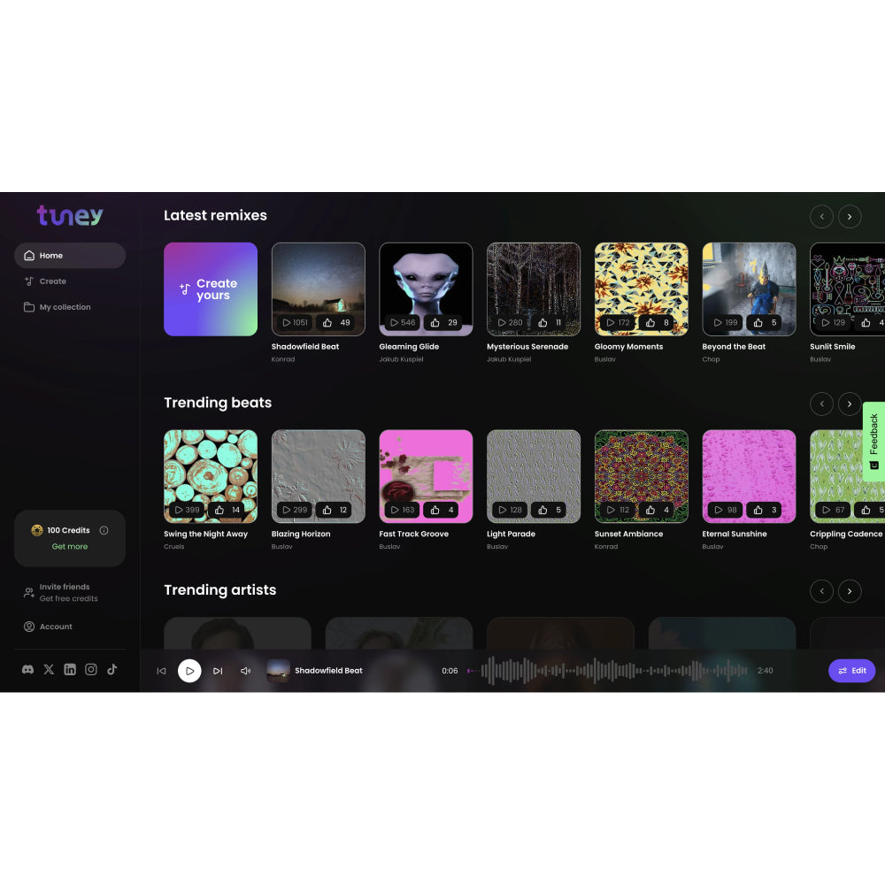 Tuney – AI Music Generator & Remix Platform