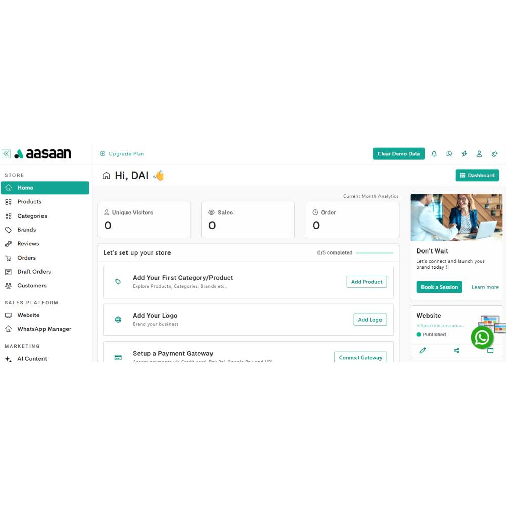 Aasaan – AI-Powered E-commerce Website and Store Builder