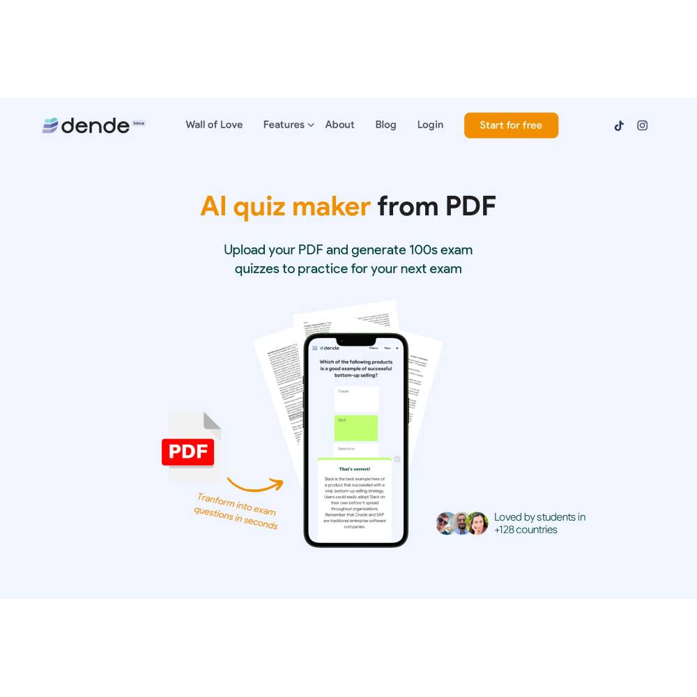 Dende — AI Study Assistant for Flashcards and Exam Quizzes