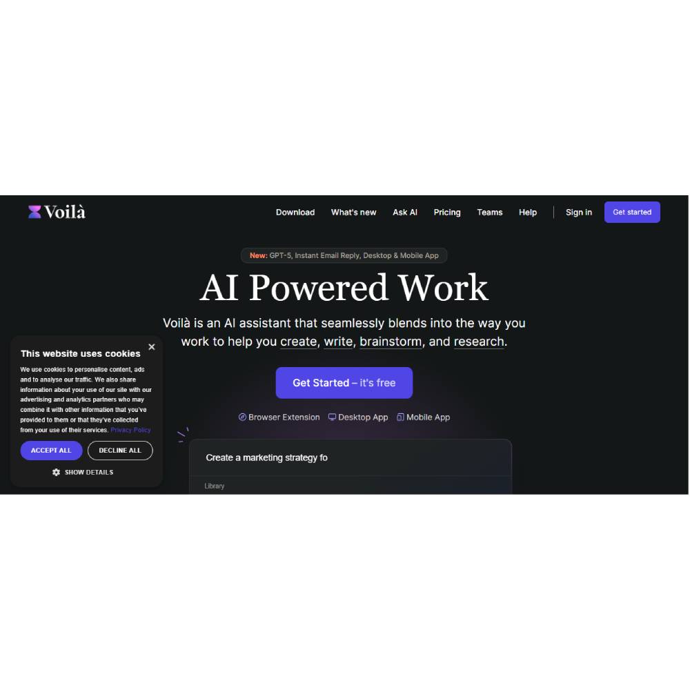 Voilà AI Assistant – All-in-One AI Productivity Assistant for Writing, Browsing, and Communication