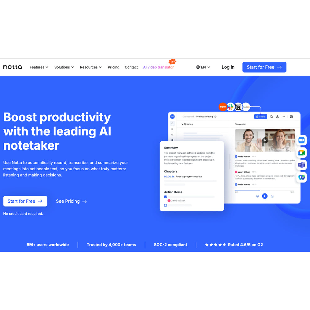 Notta – AI-Powered Real-Time Transcription & Note-Taking