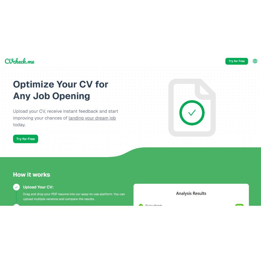 CVcheck.me — AI Resume Scoring and ATS Readiness Evaluation Platform