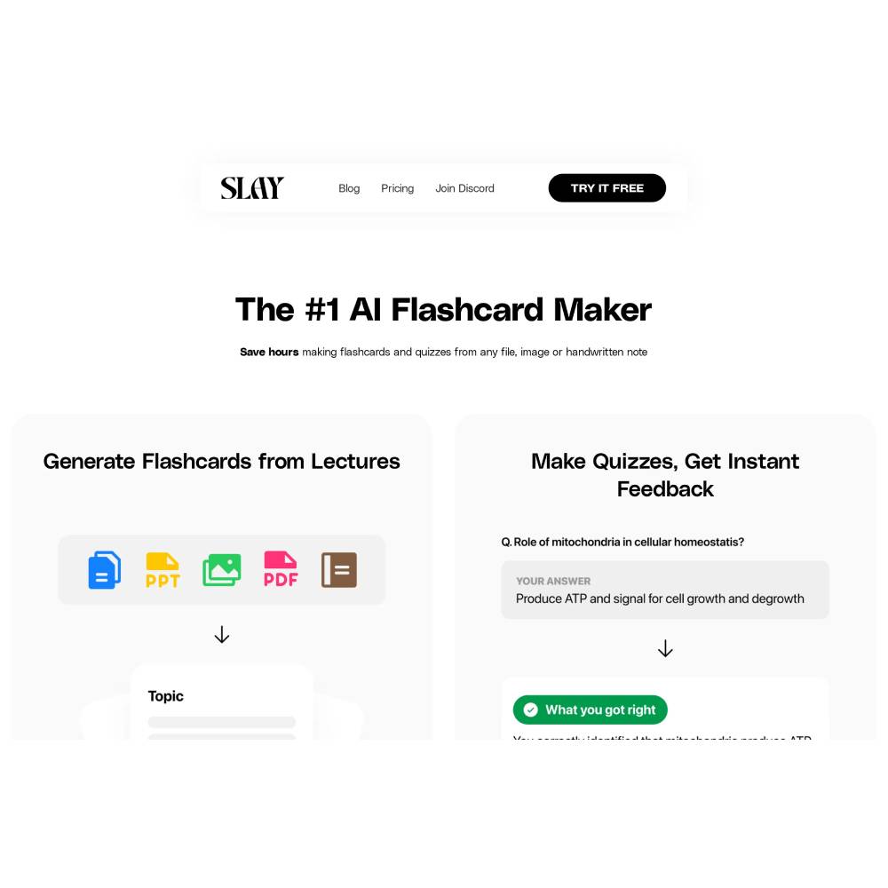 Slay School — AI Study Note Taker and Flashcard Maker