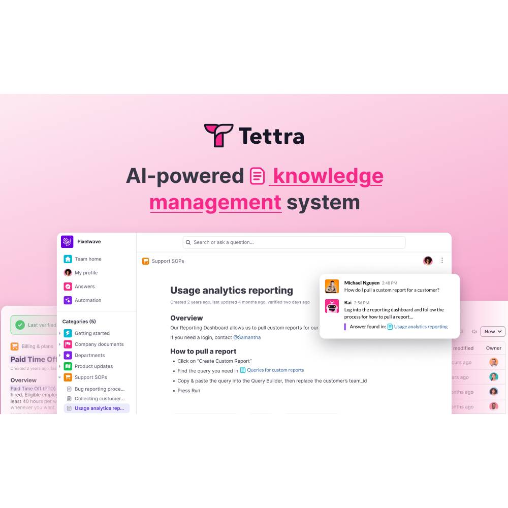 Tettra — AI Knowledge Base and Team Knowledge Platform