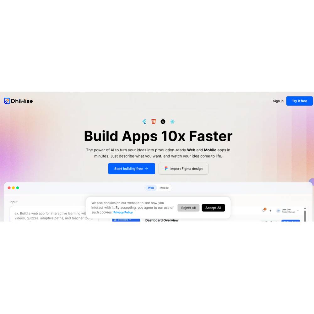DhiWise – AI Developer Platform for React and Flutter Automation