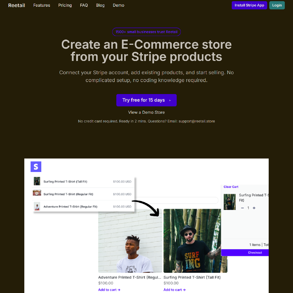 Reetail — AI Powered E-Commerce Store Builder With Stripe Integration