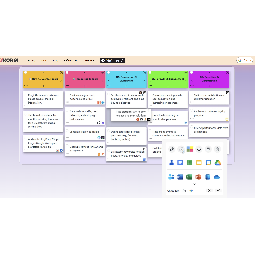 Korgi Board AI Collaborative Workspace for Teams and Creators