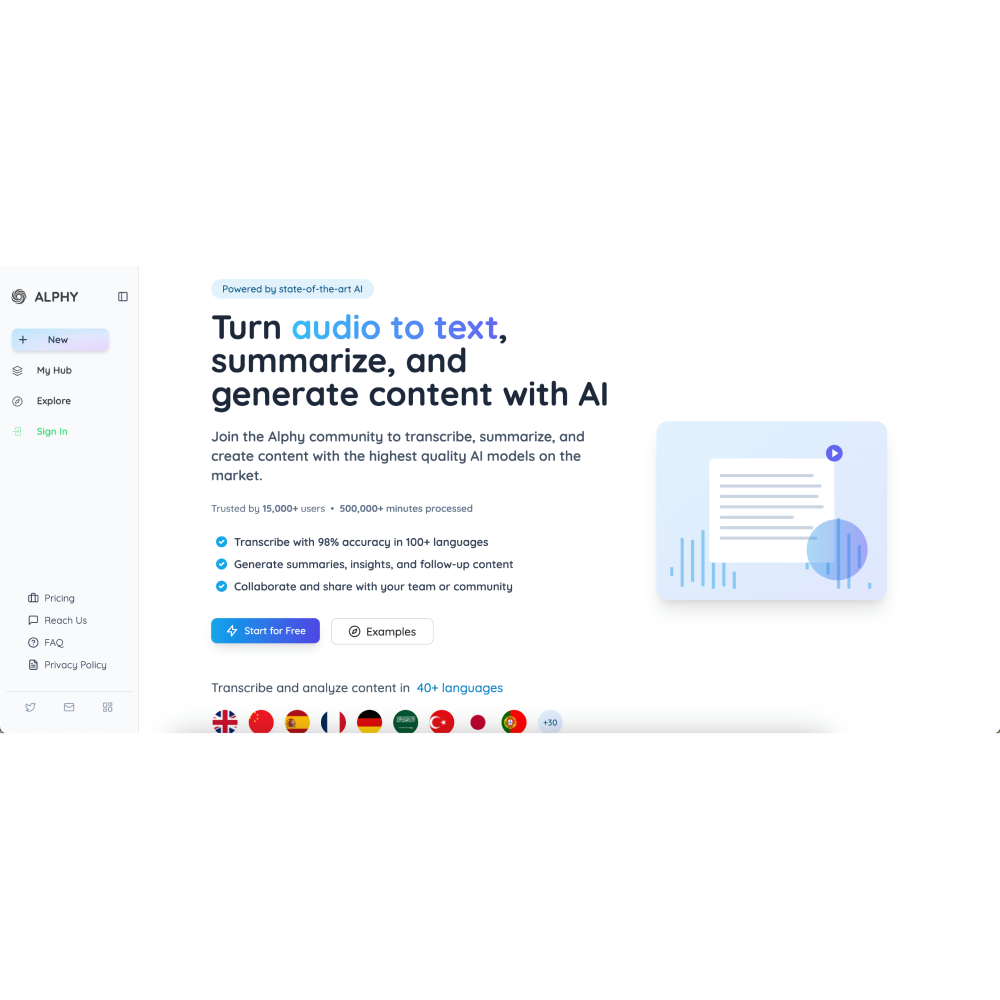 Alphy – AI Transcription & Content Assistant for Effortless Study and Research