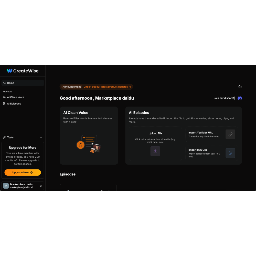 CreateWise AI – Smart Podcast Editing & Content Repurposing