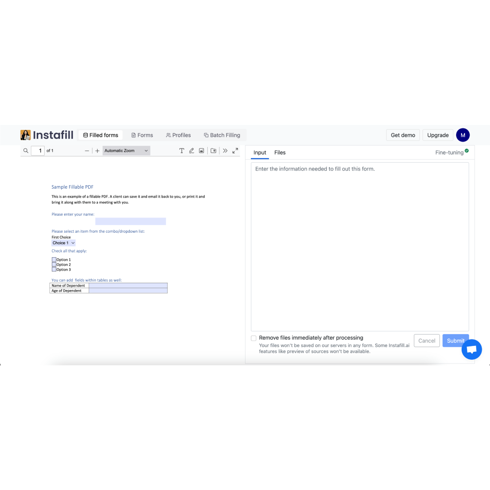 Instafill – AI-Powered PDF & Form Automation