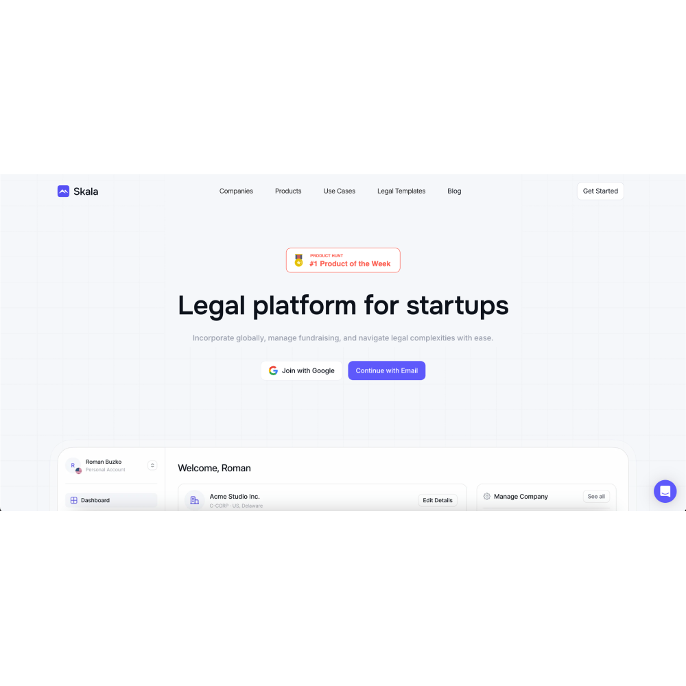 Skala – AI Legal & Company Formation Platform for Startups