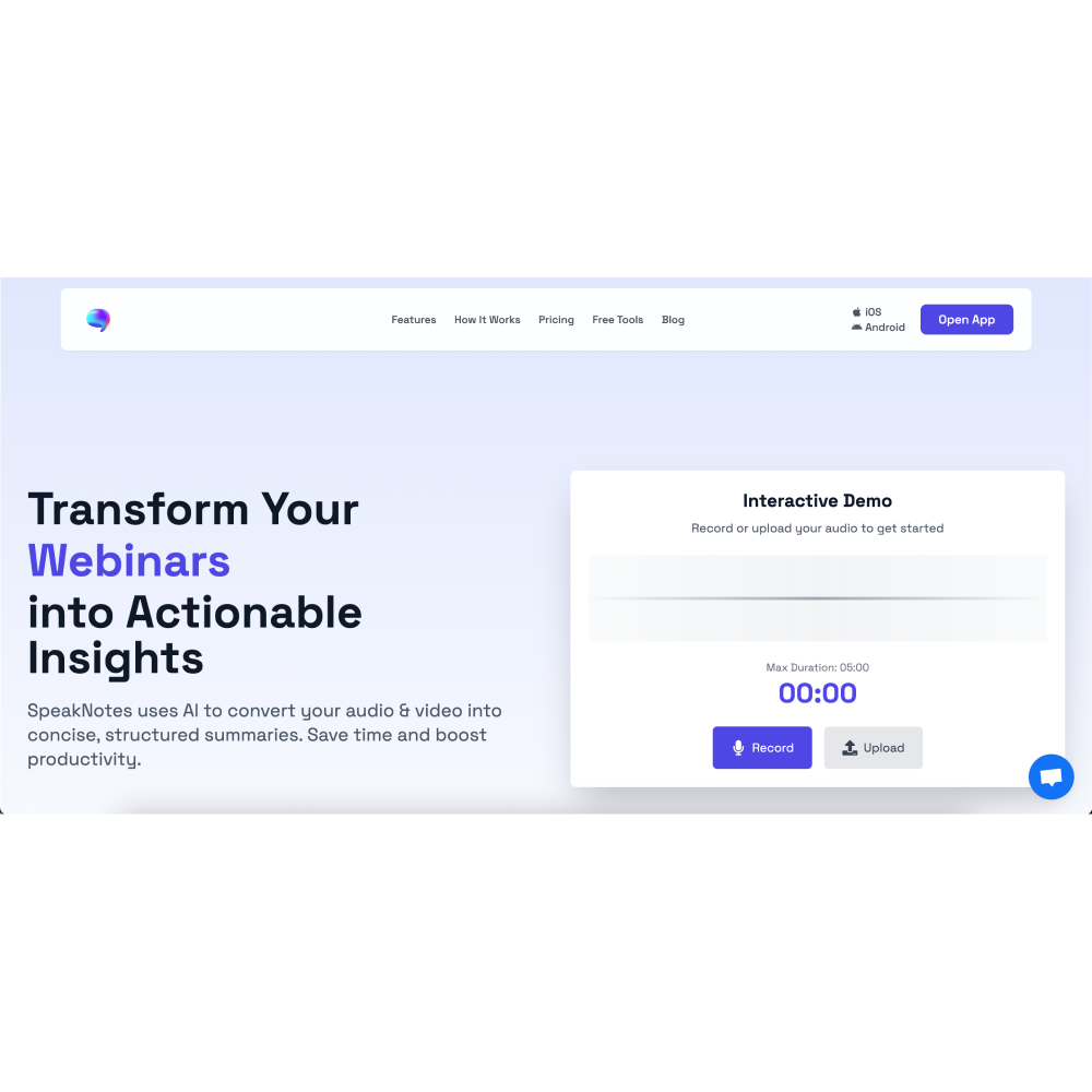 SpeakNotes – AI Audio & Video Transcription and Summarization