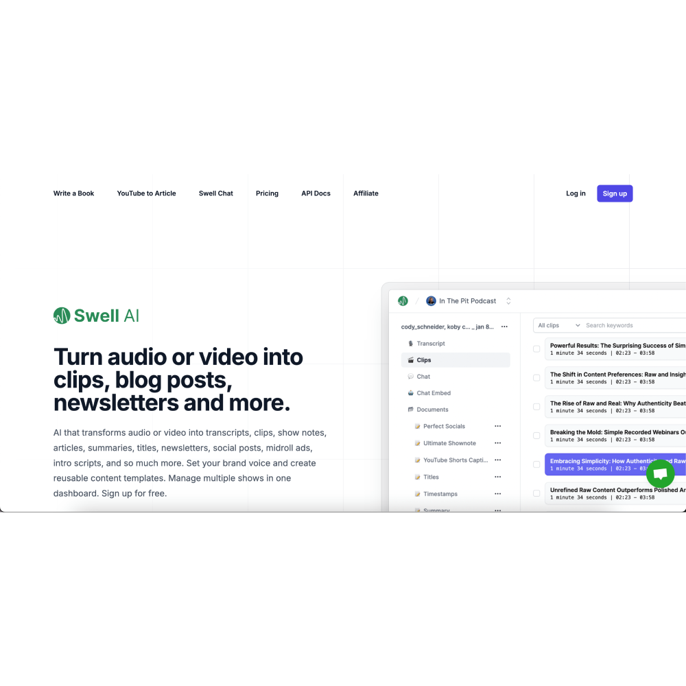 Swell AI – AI Content Repurposing for Audio & Video