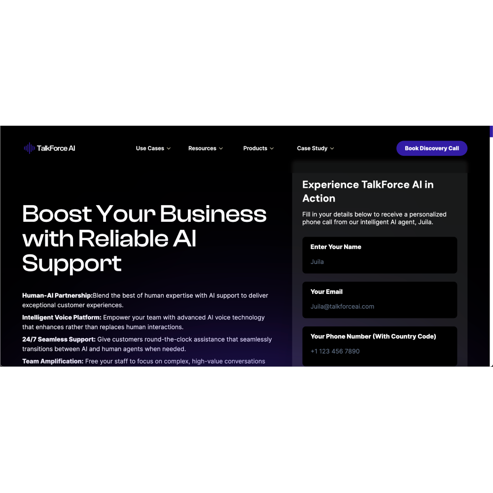 TalkForce AI – Intelligent Customer Support & Virtual Call Agent