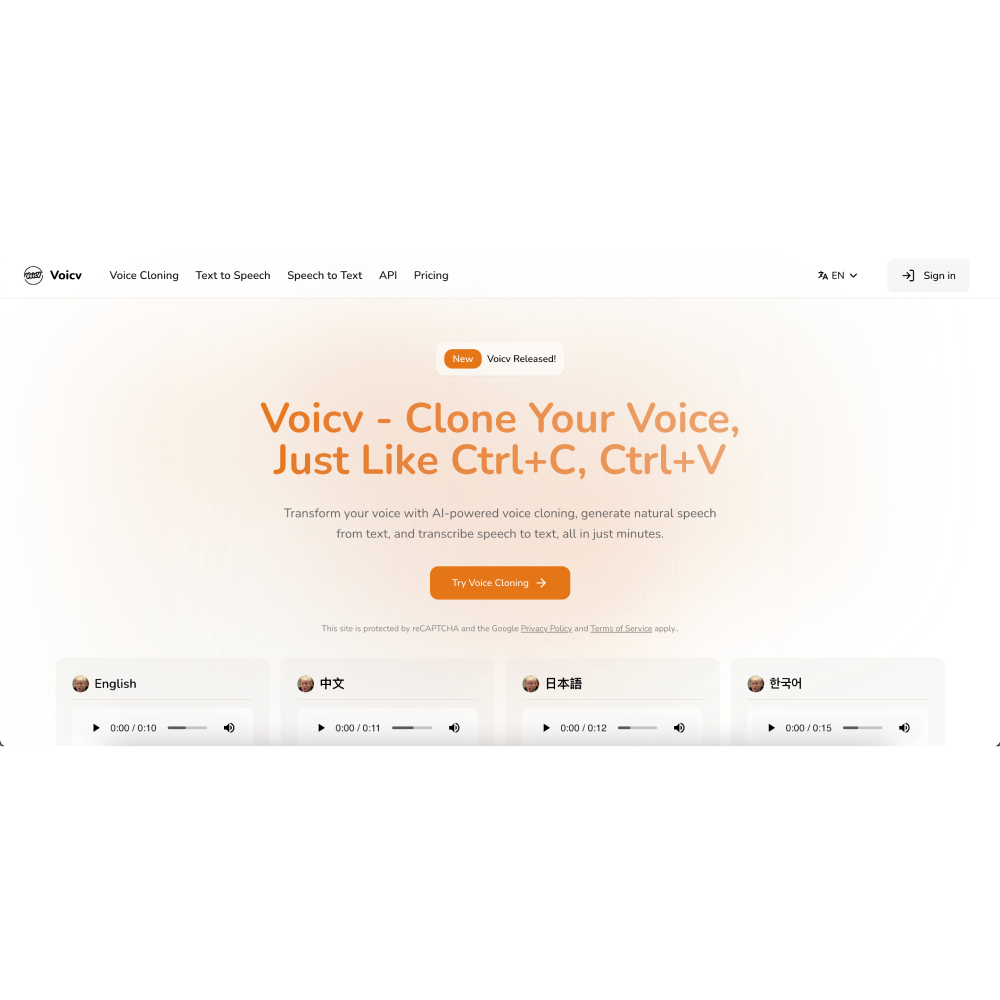 Voicv – AI Voice Cloning & Speech Solutions