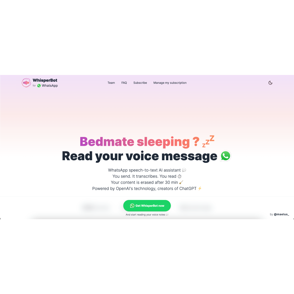 WhisperBot – WhatsApp Voice Message to Text AI